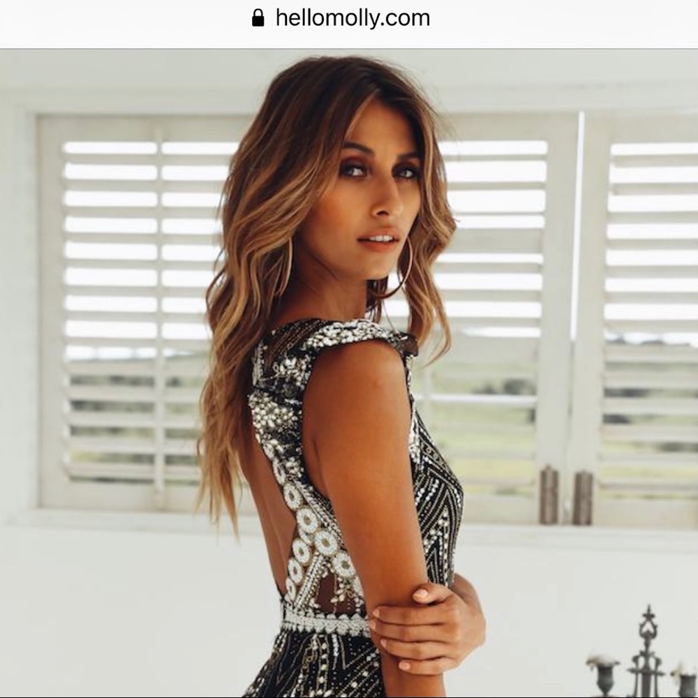 Hello Molly Black and Silver Embellished Dress
